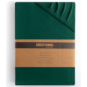 DecoKing Hoeslaken 80x200-90x200 cm 100% Gekamd Katoen Jersey Zacht 80x200cm - 90x200cm Groen Amber