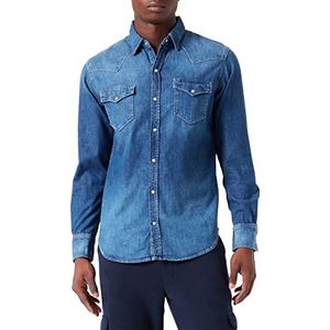 True Religion Heren DNM shirt hemd, BLAU, standaard