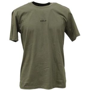 Replay Heren T-shirt met korte mouwen van katoen, Light Military 408, XS