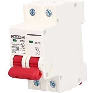 Buachois DZ47-63Z Miniatuur Stroomonderbreker, 2P Laagspanning 6000A Breekcapaciteit DIN Rail Mount 16A Rail Gemonteerde Stroomonderbreker Laagspanning DC 1000V