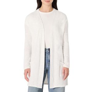 Amazon Essentials Dames Relaxed-Fit Lichtgewicht Lounge Terry Open Front Cardigan, White Space Dye, Large