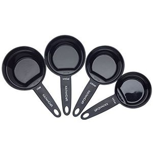 KitchenCraft 4-delige set maatbekers, magnetisch en gemakkelijk op te bergen, met elk 2 meeteenheden, 250/120 ml, 180/60 ml, 160/80 ml, 120/30 ml, zwart