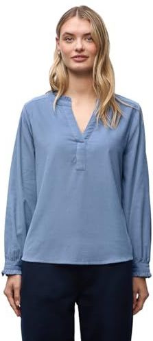 Street One Corduroy blouse met ruches Overcast Blauw 36