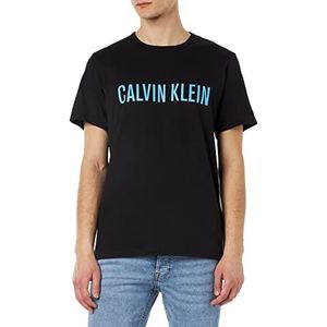 Calvin Klein Heren S/S Crew Neck Pyjama Top, Zwart W/Signature Blauw, S