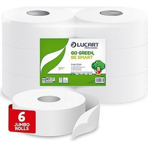Lucart Professional, Jumbo-rollen van milieuvriendelijk toiletpapier, 2 sluiers, zachte en consistente papierrollen, 100% gerecycled papier, FSC-gerecycled gecertificeerd, wit