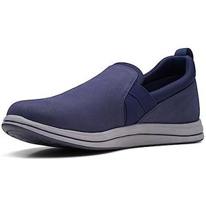 Clarks Breeze Bali dame Loafer plat, Donker marineblauw synthetisch, 38 EU Bred