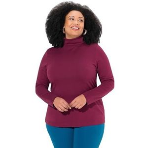 Ulla Popken Dames grote maten grote maten plus size shirt, rolkraag, slim, lange mouwen, Donkere bessen, 46-48