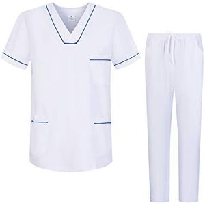 Misemiya - Uniformenset, uniseks, blouse, medisch uniform met bovendeel en broek, Ref.6601-6602, koningsblauw 21, L