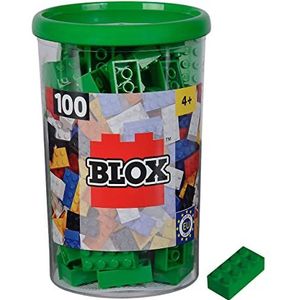 Simba 104114542 Blox, 100 groene bouwstenen voor kinderen vanaf 3 jaar, 8 stenen, in doos, hoge kwaliteit, volledig compatibel met vele andere fabrikanten