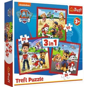 Trefl - Gelukkige honden PAW Patrol - 3-In-1 Puzzels, 3 Puzzels, van 20 Tot 50 Elementen - Kleurrijke Puzzels Met Sprookjesfiguren, Creatief Entertainment, voor Kinderen Vanaf 3 Jaar