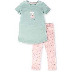 Sigikid Tweedelige pyjama voor meisjes, biologisch katoen, zomer, nachtkleding, pyjamaset, turquoise/roze, 104