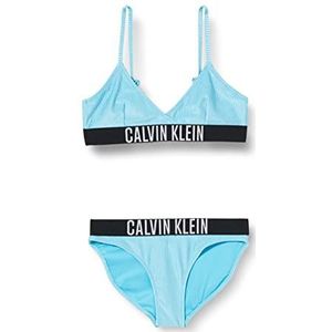 Calvin Klein Crossover triangel-bikiniset bh's voor meisjes, Blauw getij, 8-10 jaar