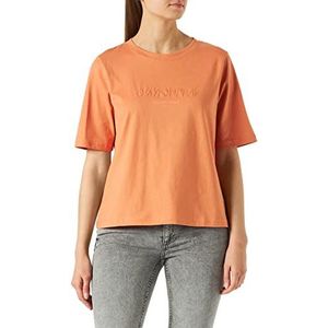 TOM TAILOR Dames T-shirt met opschrift 1031215, 29519 - Cantaloupe Orange, S