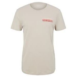 TOM TAILOR Denim Uomini T-shirt met backprint 1033025, 11754 - Light Dove Grey, M