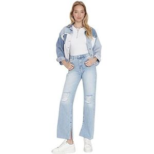 Trendyol Vrouwen Jonge Hoge Taille Rechte Pijpen Jeans, Lichtblauw, 66