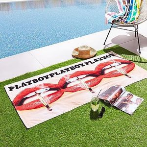 Playboy Lips Cover Katoen 75x160cm Strandlaken Rood