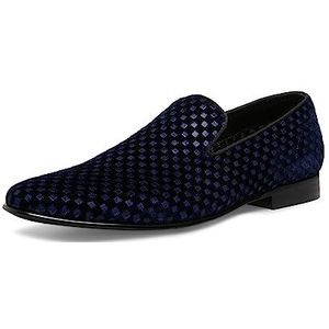 Steve Madden Opgeheven instappers voor heren, Blauw Fluweel, 42 EU