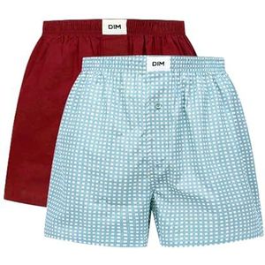 DIM Herenonderbroek van biologisch katoen, 2 stuks, Gingham Rood krijt, XL