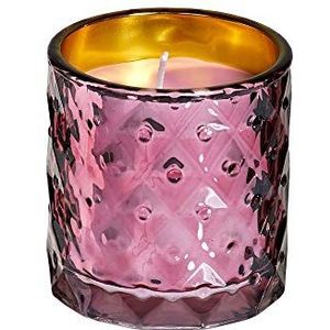 SPAAS Geurloze kaars in roze getextureerd feestlijk glas, ± 25 uur - oudroze
