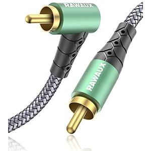 90 graden haakse cinch audiokabel - 3M - RAWAUX cinch naar cinch stereo audiokabel, haakse subwooferkabel voor versterker, luidsprekers, soundbar, thuisbioscoop en hifi-systemen