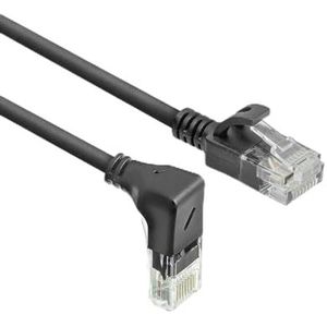 ACT CAT6A netwerkkabel 90° hoek naar beneden, U/UTP LSZH LAN-kabel, dun, 3,6 mm Slimline, flexibele ethernetkabel met RJ45-stekker, voor gebruik in datacenters, 1 meter, naar beneden