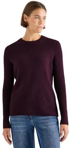 Cecil - Gebreide Trui - Eggplant Red - Met Structuurdetails