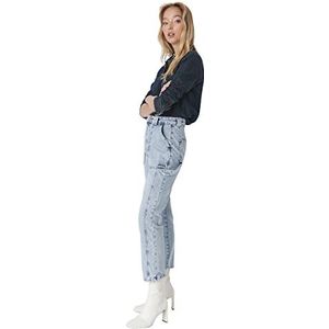 Trendyol Vrouwen Normale taille Wijde pijpen Rechte Jeans, Light Blue, 60