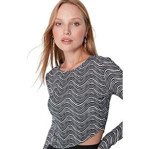 Trendyol - Asymmetrische Ronde Hals Blouse - Multi-Color - 100% Katoen