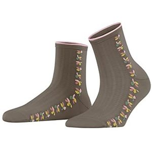 ESPRIT Dames Structured Leaves Katoen Lyocell halfhoog met patroon 1 paar sokken, bruin (Sughero 5031), 35-38