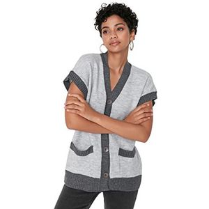 TRENDYOL Women's Pocket Detailed Knitwear Sweater, Grijs, S, grijs, S