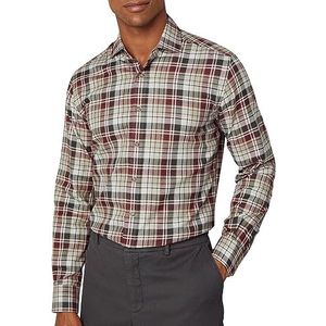 Hackett London Heren Flanel Country Check Shirt, Bruin (Taupe/Rood), S