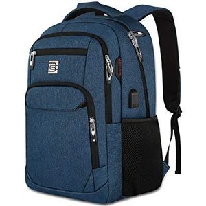 FANDARE Anti-diefstal rugzak schooltas laptop 15,6 inch met USB zakelijke rugzak voor school, universiteit, reizen, wandelen, kamperen, dagrugzak, Blauw A, L