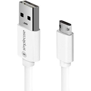 Simplecase Premium oplaadkabel Micro USB naar USB 3.0 (2M / 6,6 ft) 2.4A USB - Levenslange garantie - snellaadkabel voor Android Smartphones, Samsung, HTC, Sony, Nexus en meer - Wit