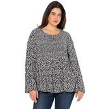 Ulla Popken - Blouseshirt - Zwart/Wit - Lange Mouw - Normale Pasvorm