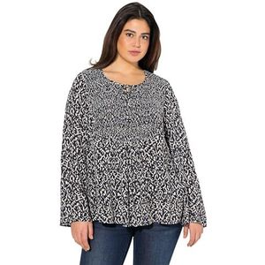 Ulla Popken - Blouseshirt - Zwart/Wit - Lange Mouw - Normale Pasvorm