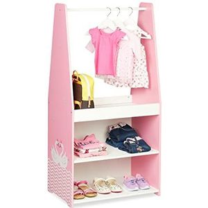 Relaxdays kledingrek voor kinderen - garderobe kinderkamer - roze kapstok kind - babykamer