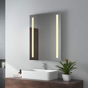 EMKE Badkamerspiegel 60 x 80 cm LED badkamerspiegel met verlichting warm wit lichtspiegel wandspiegel IP44 energiebesparend