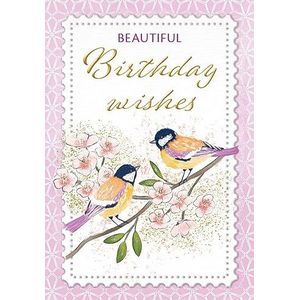 Piccadilly Greetings Mooie Verjaardag Wensen Kaart Vogels - 7 x 5 inch