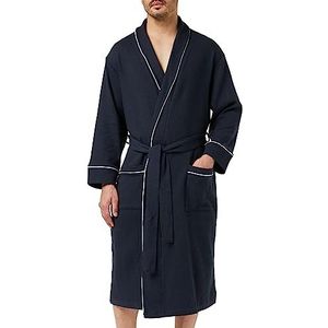 Amazon Essentials Men's Lichtgewicht badjas met wafelpatroon (verkrijgbaar in grote en lange maten), Marineblauw, XL-XXL