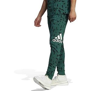 adidas Heren Essentials Tapered Cuff Logo Allover Print Pants, collegiate green, XL