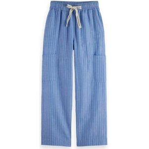Scotch & Soda Noa High-Rise Wide-Leg Pull On Cargo Pant, Blauw En Wit Pin Stripe 426, M / 30L