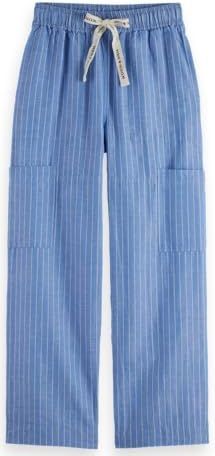 Scotch & Soda Noa High-Rise Wide-Leg Pull On Cargo Pant, Blauw En Wit Pin Stripe 426, M / 30L