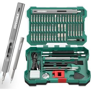 HYCHIKA Precisieschroevendraaier, mini-elektrische schroevendraaierset, 67-in-1, draadloze elektrische schroevendraaier met LED-licht max. 3 Nm, 52 magnetische bits, reparatiegereedschapset voor
