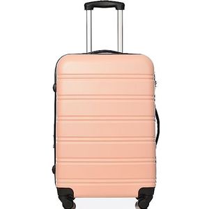 Merax Koffer trolley, harde ABS-koffer, bagage, lichte reiskoffer, handbagage, uitbreidbaar, 4 wielen, combinatieslot, L-65 x 44,5 x 27,5 cm, roze, roze, Large, Harde koffer