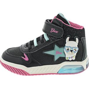 Geox - J Inek Girl C - Sneakers - Zwart/Turkoois - Ademende Zool - Verstelbare Pasvorm