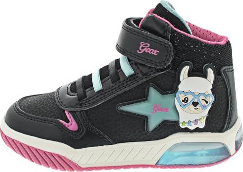 Geox - J Inek Girl C - Sneakers - Zwart/Turkoois - Ademende Zool - Verstelbare Pasvorm