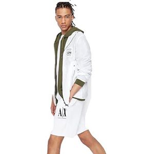 Armani Exchange Herenshort met geborduurd logo aan de voorkant, verstelbare trekkoordjes, casual shorts, wit, S