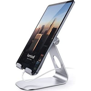 Tabletstandaard, Lamicall verstelbare tablethouder - Desktopstandaard Dock compatibel met New iPad 2022 Pro 10.2/10.5/9.7/12.9, Air mini 6 5 4 3 2, Nintendo Switch, Samsung Tab, tablets - Zilver
