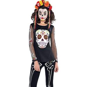 amscan 844940-55 Dag van de Dode Halloween T-Shirt, Multi