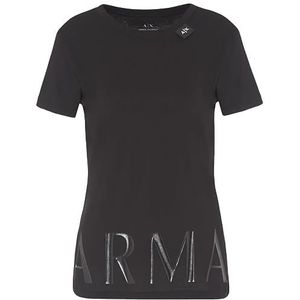 Armani Exchange Dames Cotton Jersey Shiney Armani Logo Tee T-shirt, zwart, S